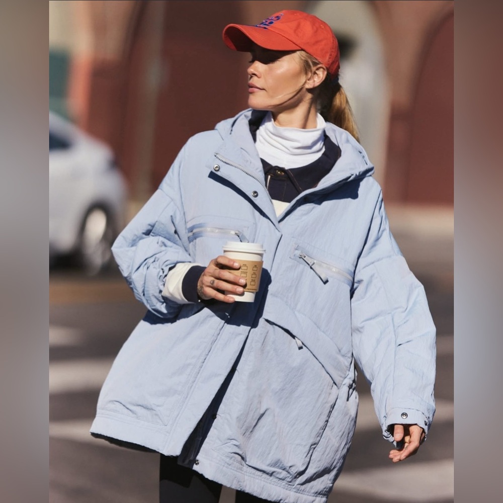 FP Movement Billie Boxy Lightweight Insulated Jacket in Steel-M/L